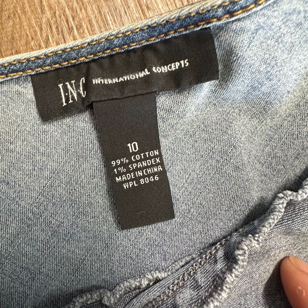 INC International Concepts Tiered Denim Maxi Skirt Size 10 Fairy Cottage Cotton - Picture 3 of 9